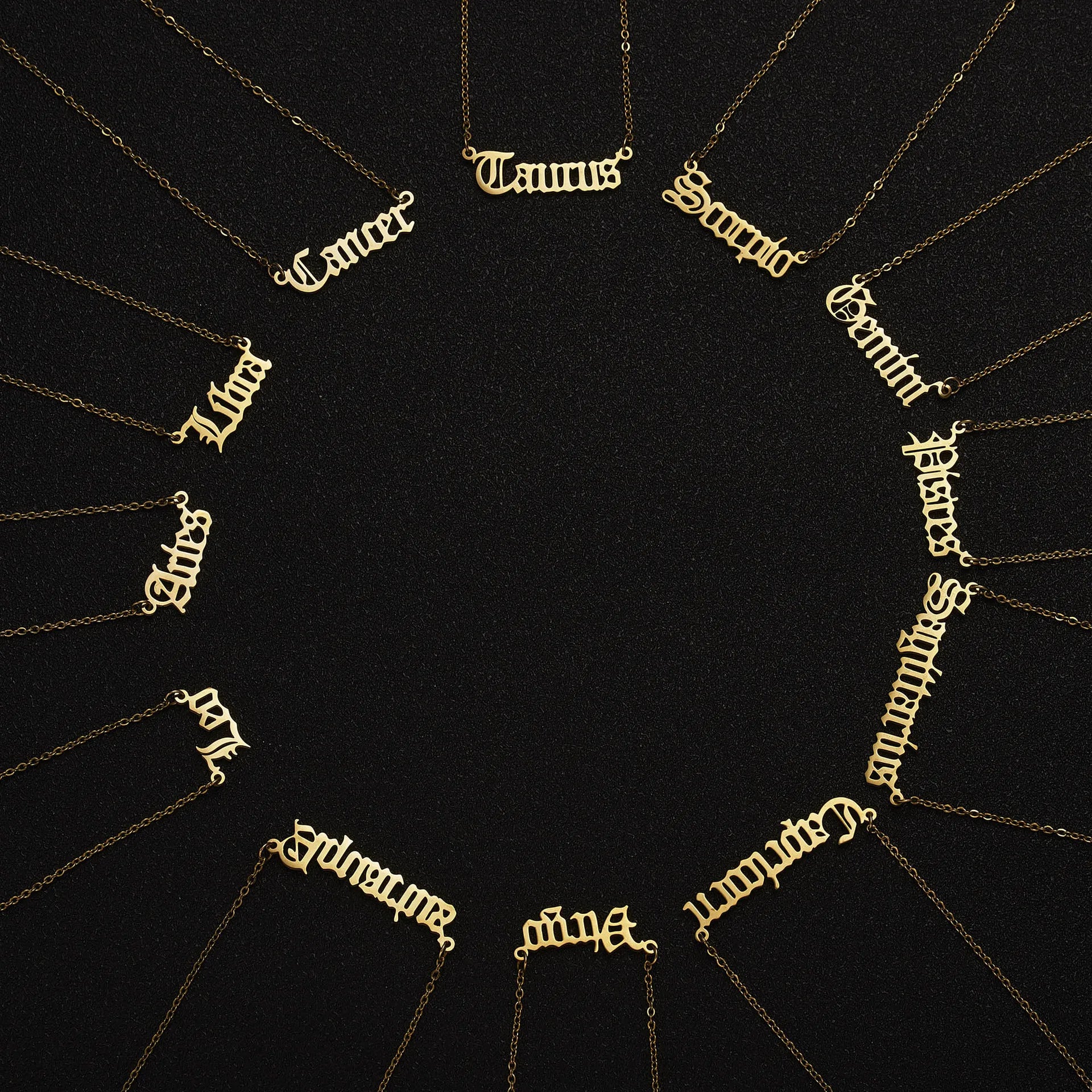 3Pcs/set Zodiac Sign Necklace