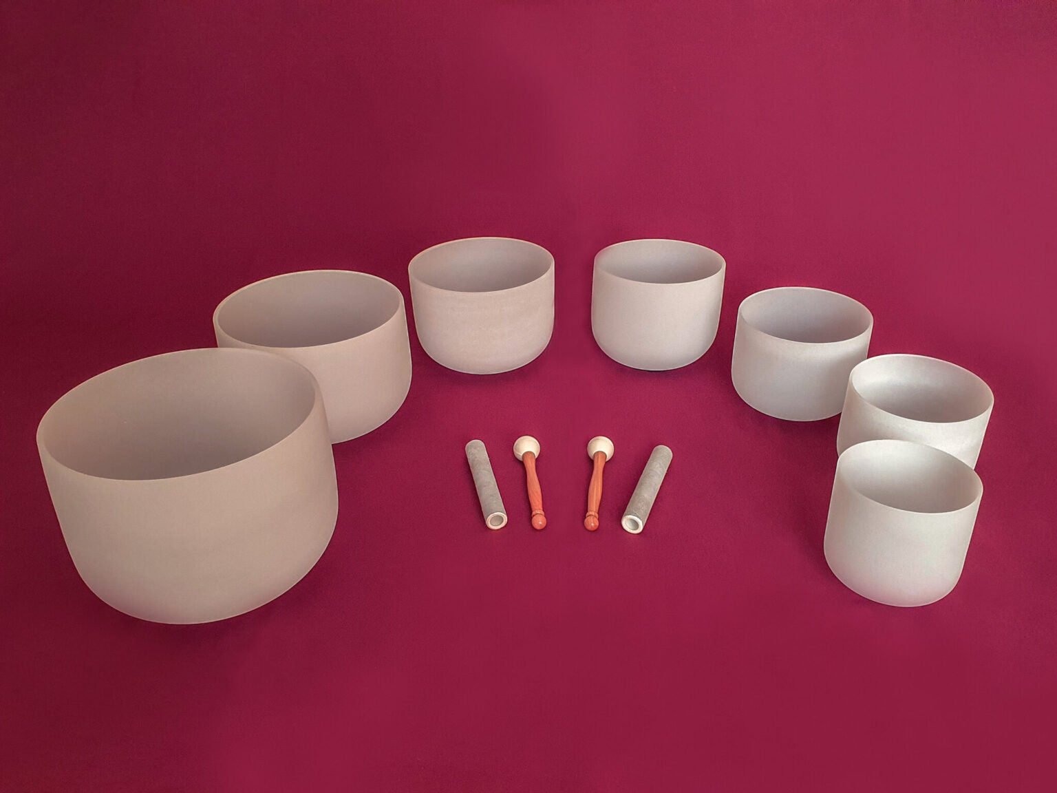 Matched Quartz Crystal Singing Bowl Set