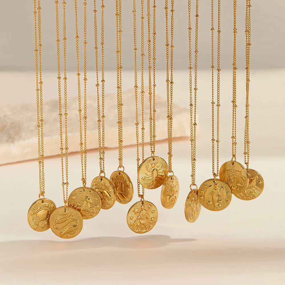 Round Coin Zodiac Necklace