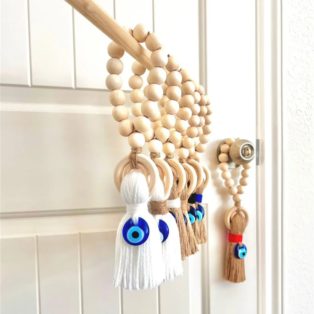 Wooden Tassel with Evil Eye