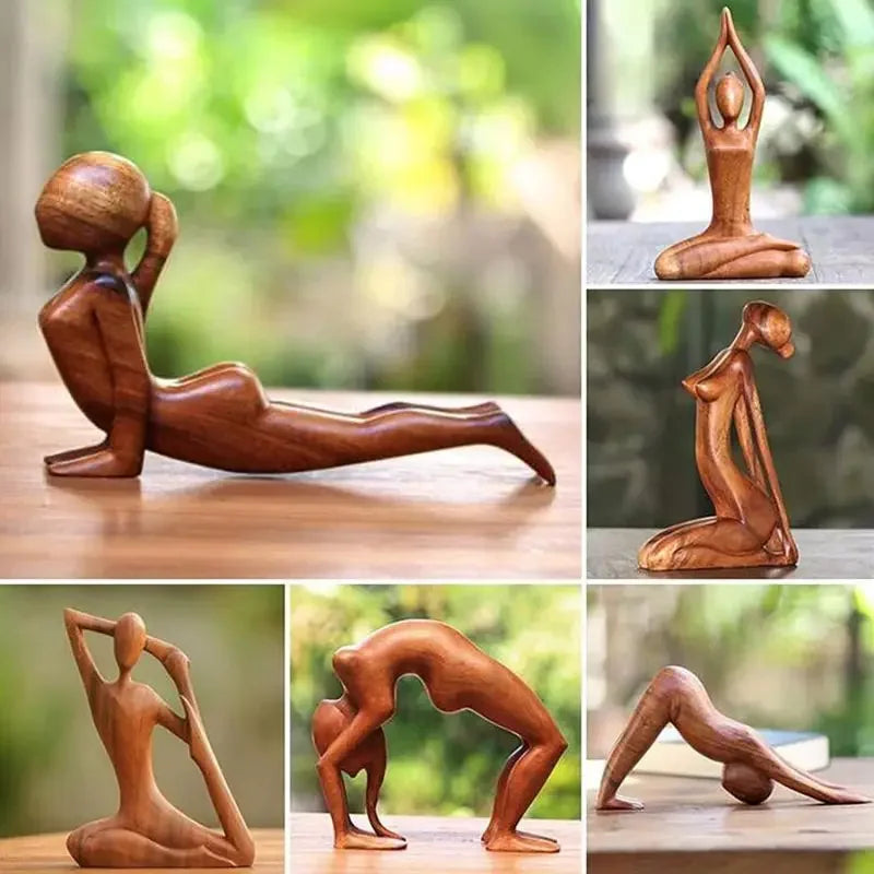 Wooden Yoga Statue