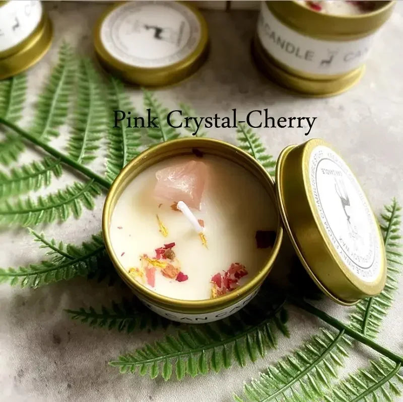 Scented Candles with Crystals and Flowers