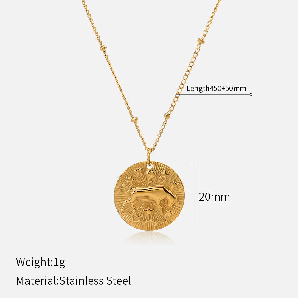 Round Coin Zodiac Necklace