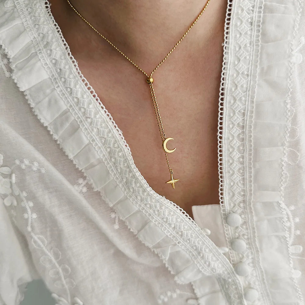 Moon and Star Necklace