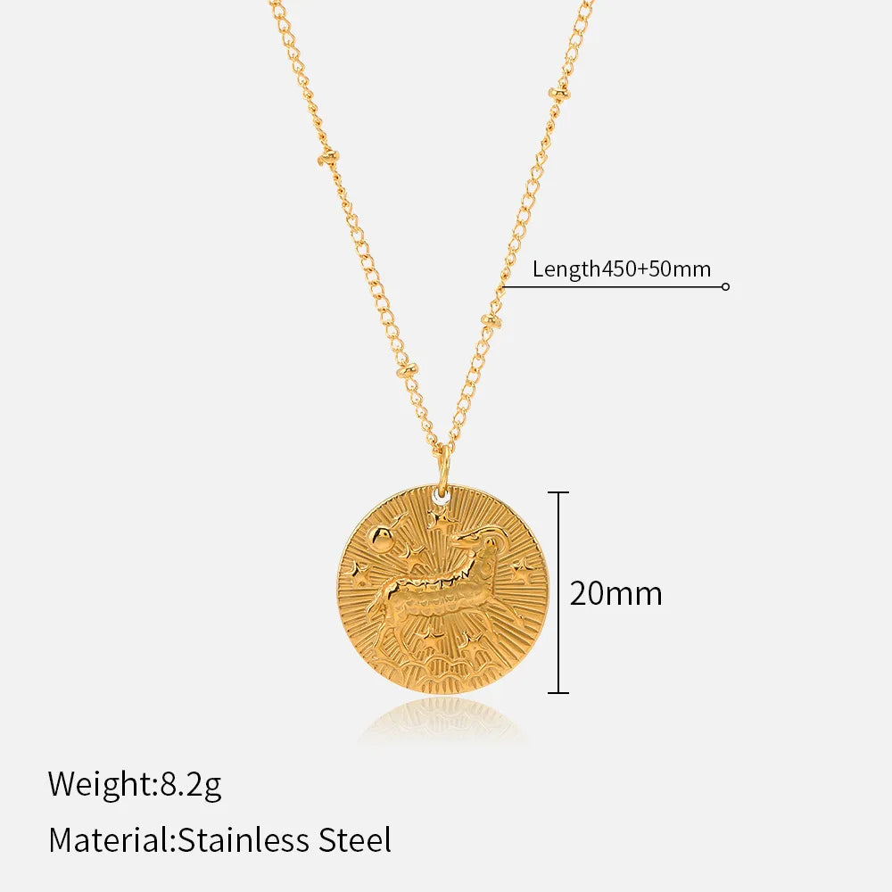 Round Coin Zodiac Necklace