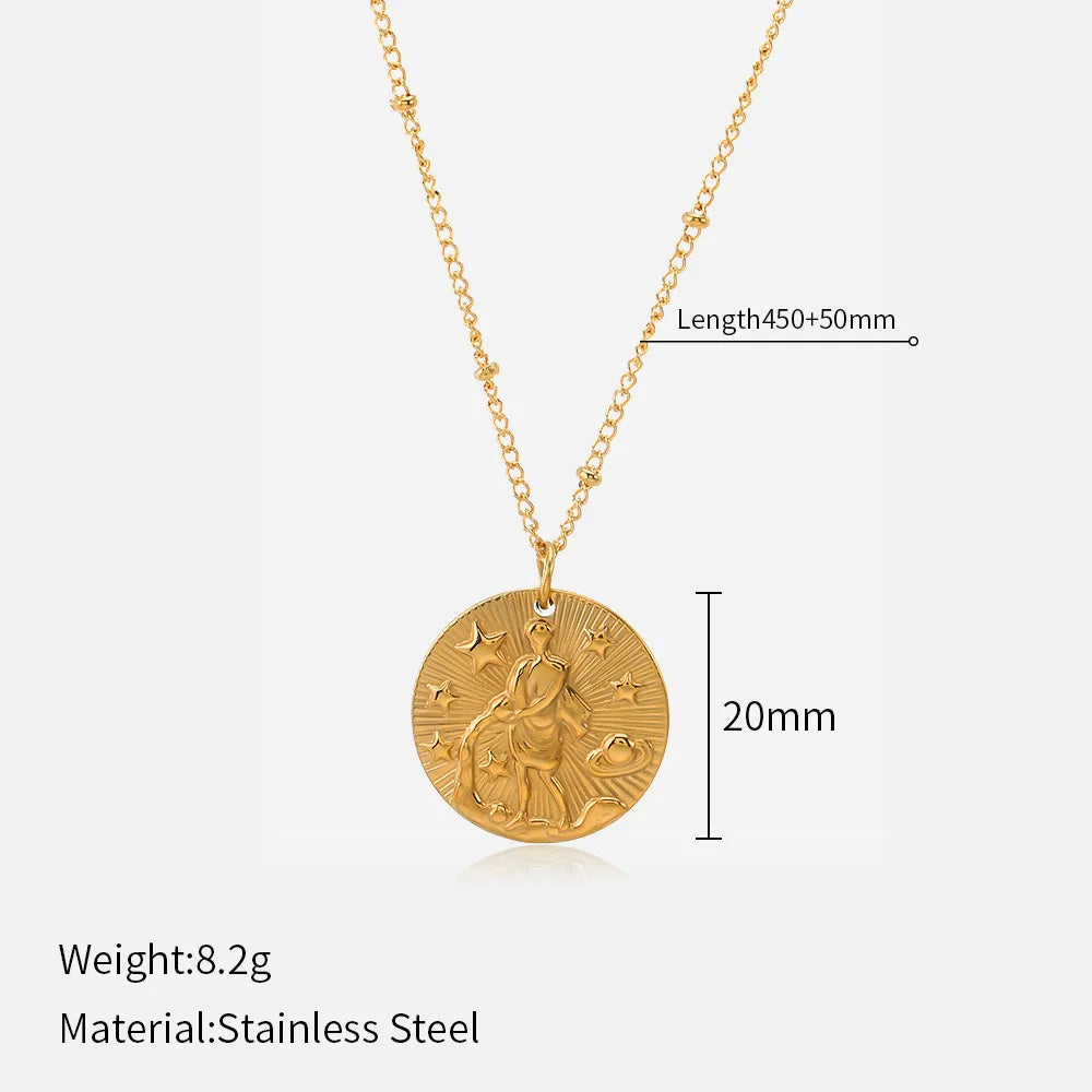 Round Coin Zodiac Necklace