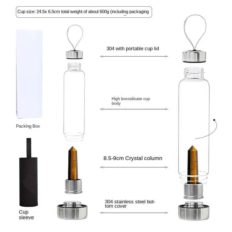 Water Bottle Natural Crystal Stone