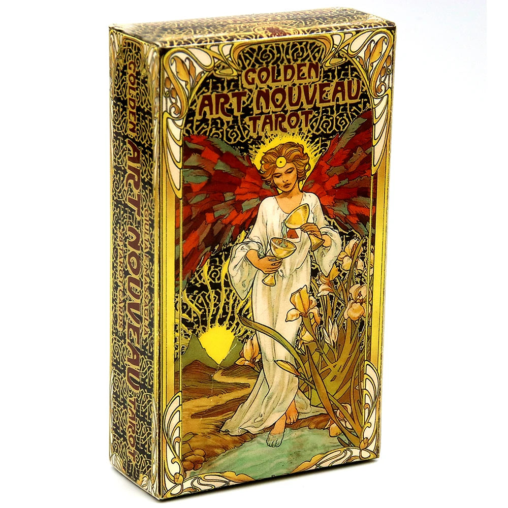 Golden Art Nouveau Tarot Deck Cards with Guidebook