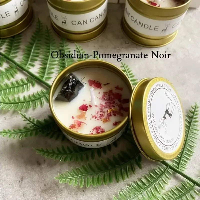 Scented Candles with Crystals and Flowers