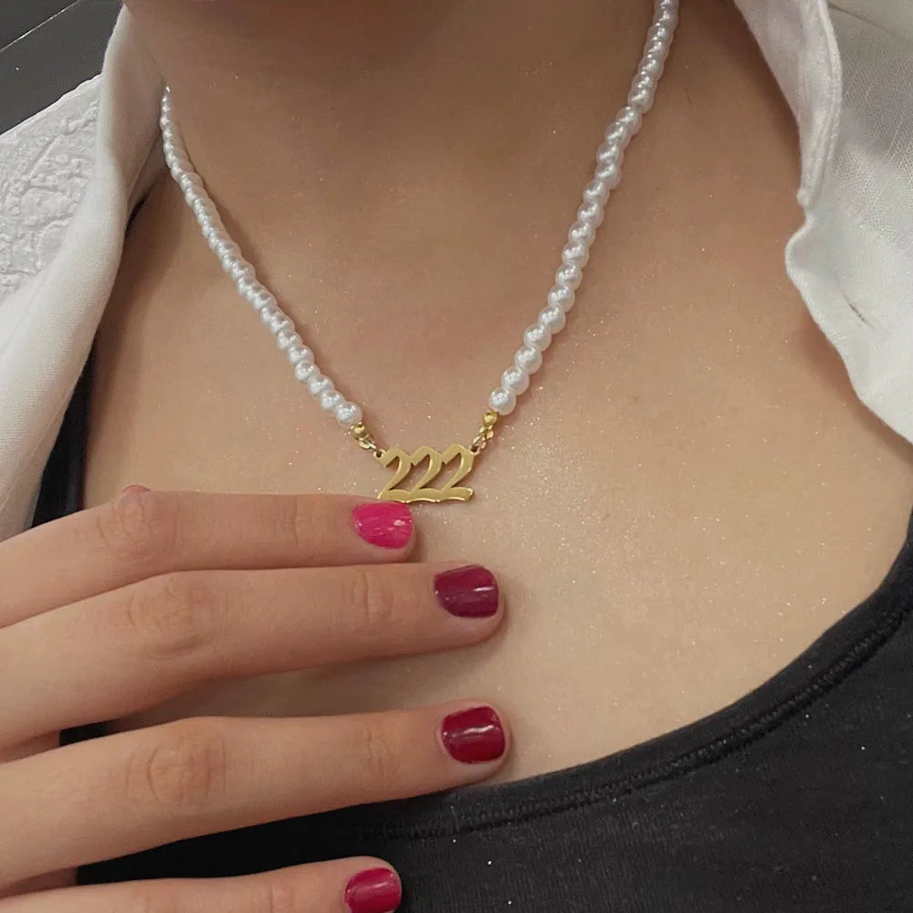 Pearl Angel Number Necklace