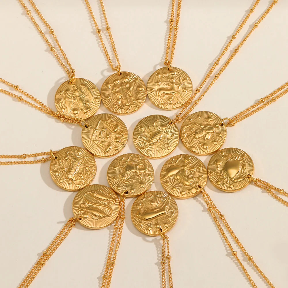 Round Coin Zodiac Necklace