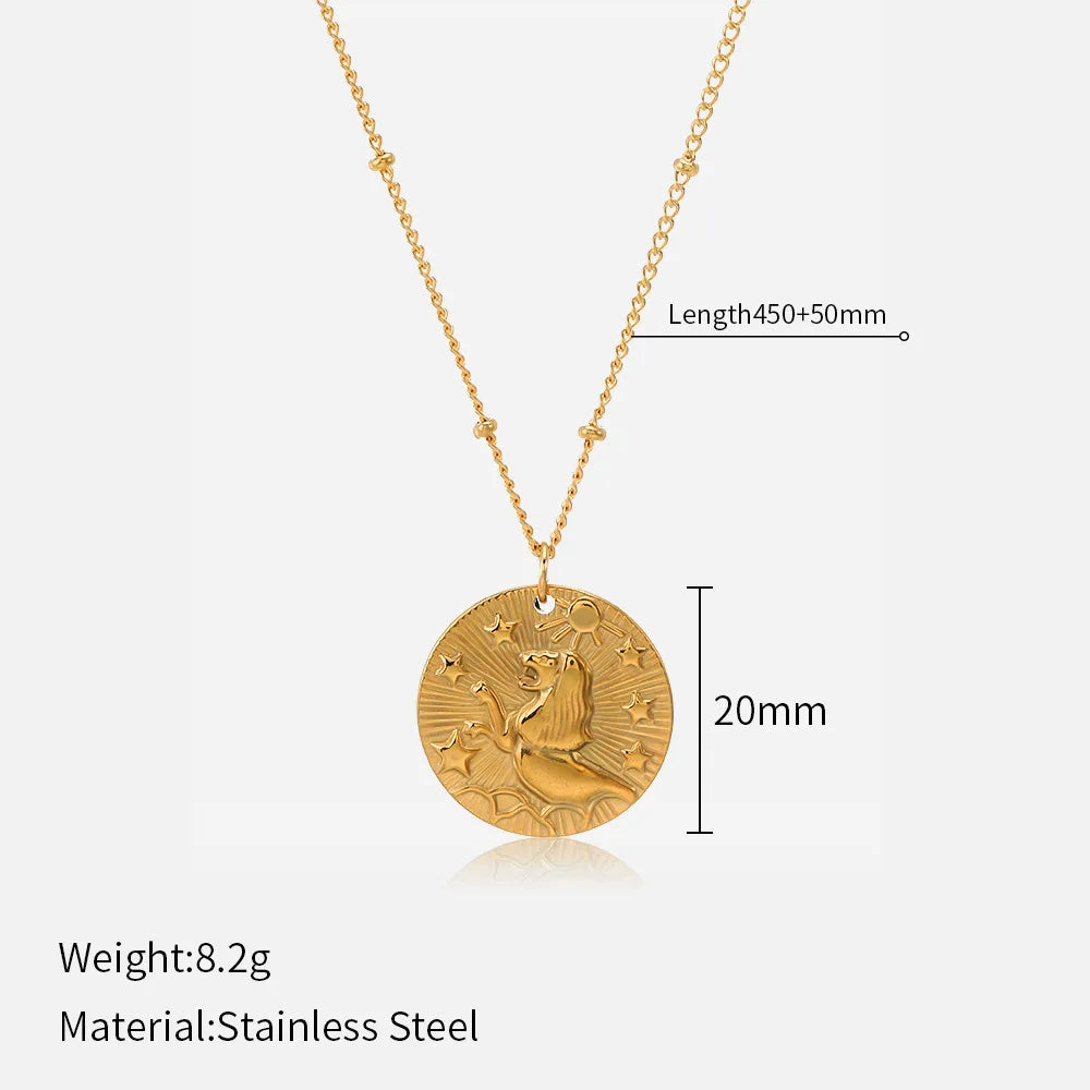 Round Coin Zodiac Necklace