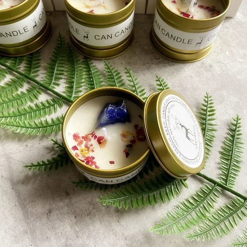 Scented Candles with Crystals and Flowers