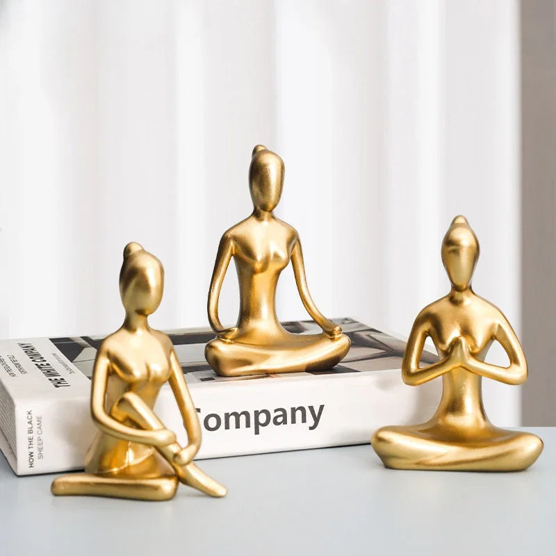 Golden Yoga Poses Figurine