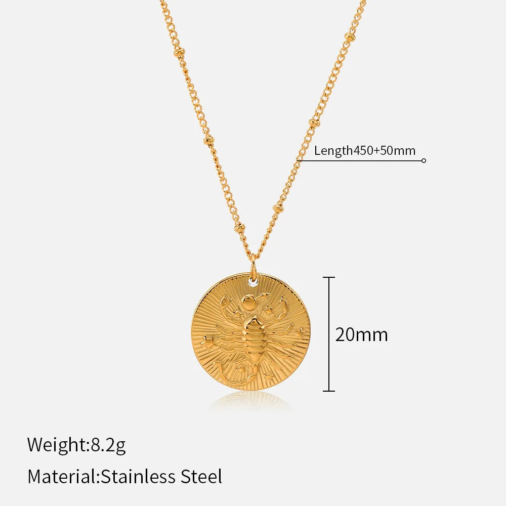 Round Coin Zodiac Necklace