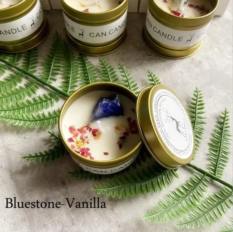 Scented Candles with Crystals and Flowers