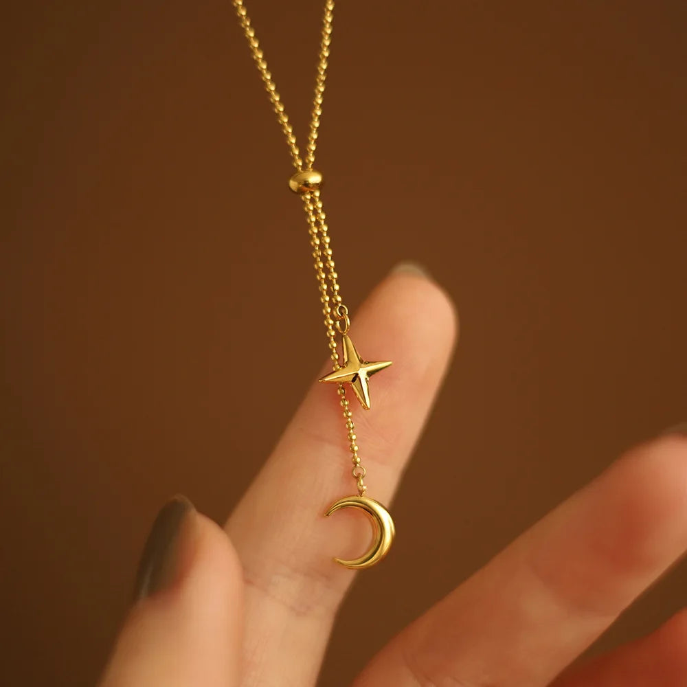 Moon and Star Necklace