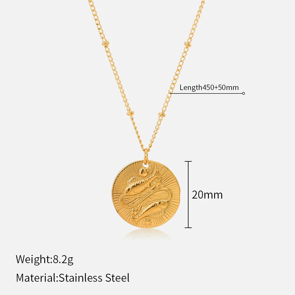 Round Coin Zodiac Necklace