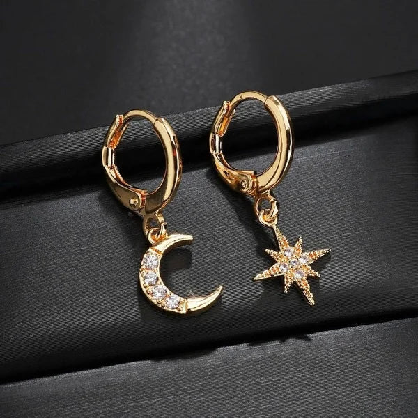 Shiny Star Moon Earrings