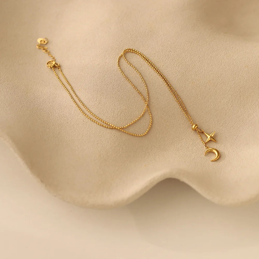 Moon and Star Necklace