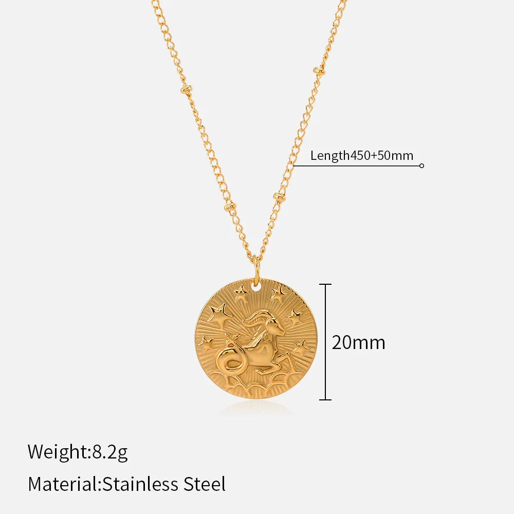 Round Coin Zodiac Necklace