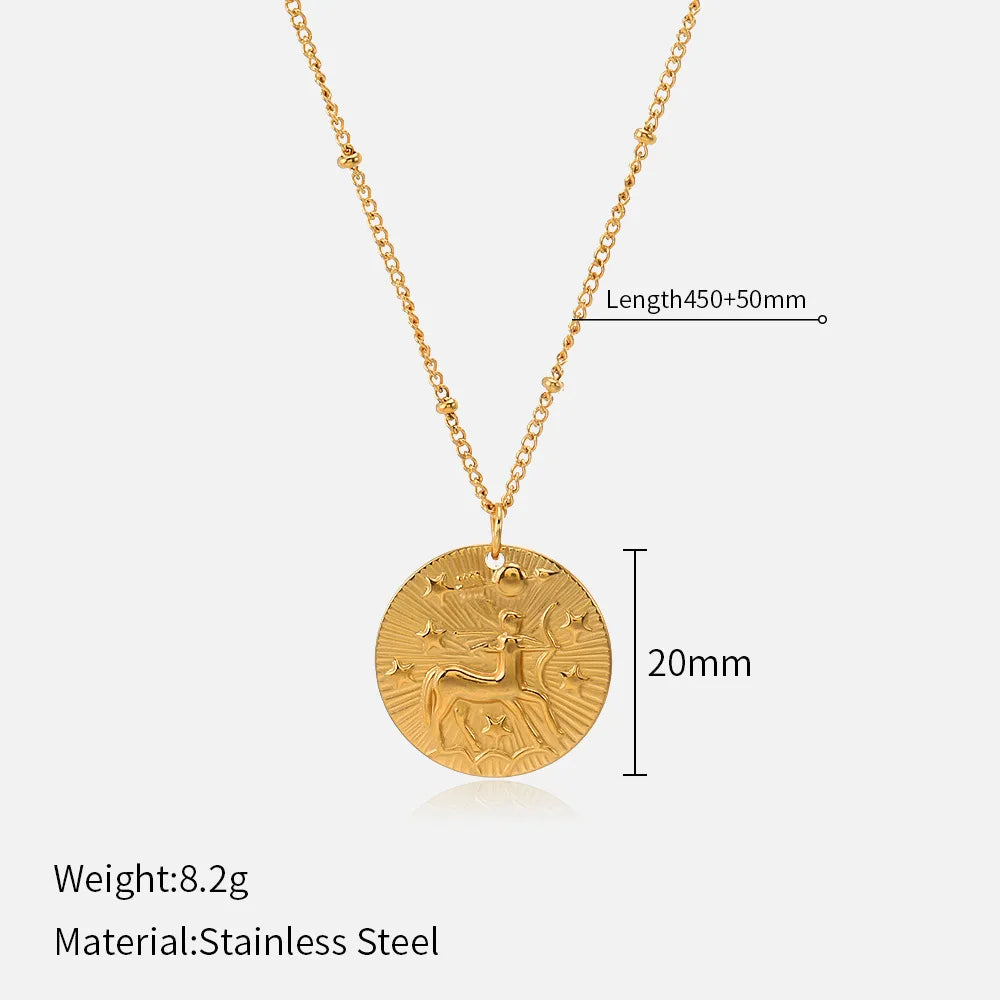 Round Coin Zodiac Necklace
