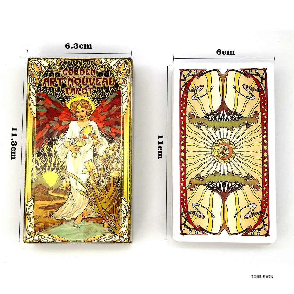 Golden Art Nouveau Tarot Deck Cards with Guidebook