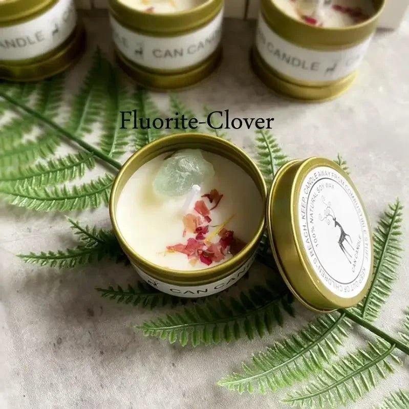 Scented Candles with Crystals and Flowers
