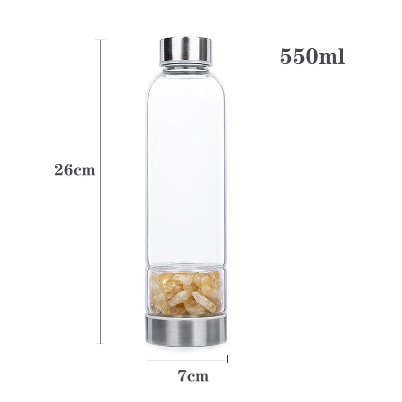 Natural Quartz Crystal Glass Water Bottle