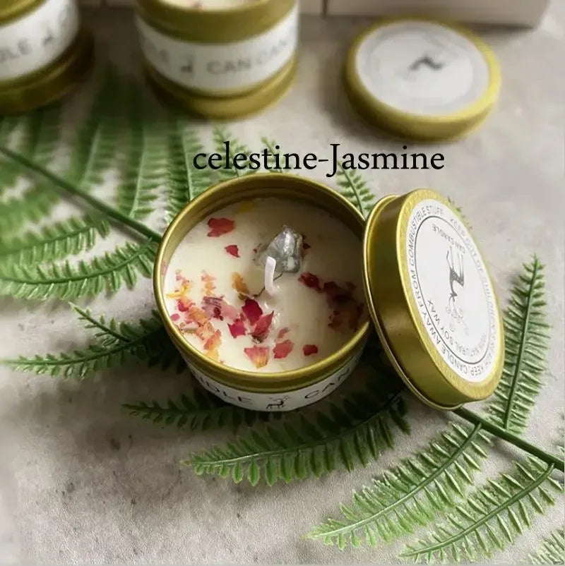 Scented Candles with Crystals and Flowers