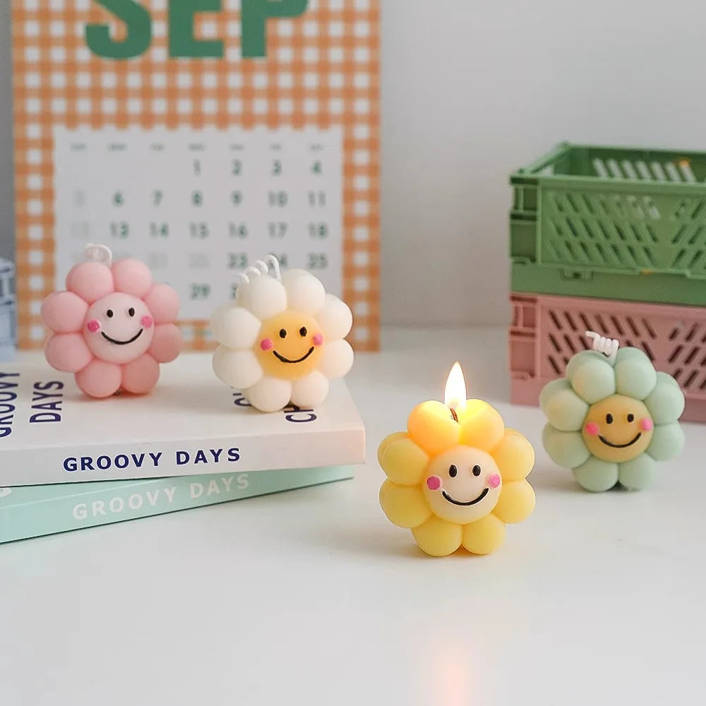 Sunflower Smiley Candle