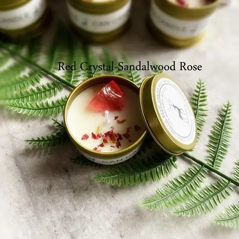 Scented Candles with Crystals and Flowers